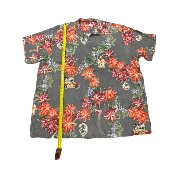 Tommy Bahama Mens 3XLT Silk Hawaiian Shirt Floral Woody Surf Wagon Gray 3TGL - Picture 6 of 7